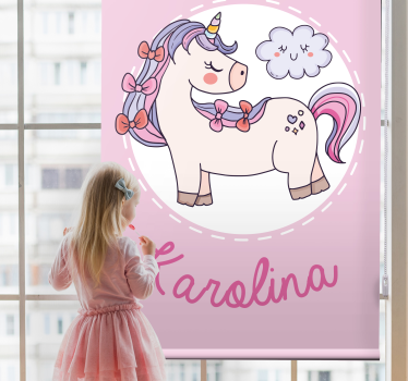 Stores personalisés Licorne rose avec nom - TenStickers