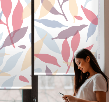 Store enrouleur salon plantes feuillage pastel - TenStickers