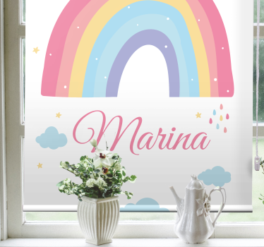 Store enrouleur chambre enfant arc-en-ciel et nuages - TenStickers
