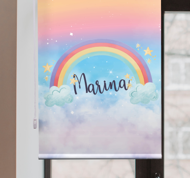 Store enrouleur chambre enfant arc-en-ciel avec prénom - TenStickers