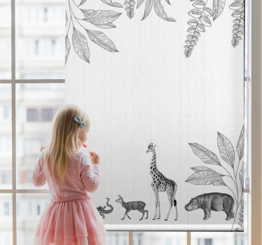 Store enrouleur chambre enfant animaux et arbres de safari - TenStickers