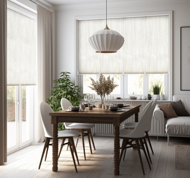 Store enrouleur salon rustique effet de bois blanc - TenStickers