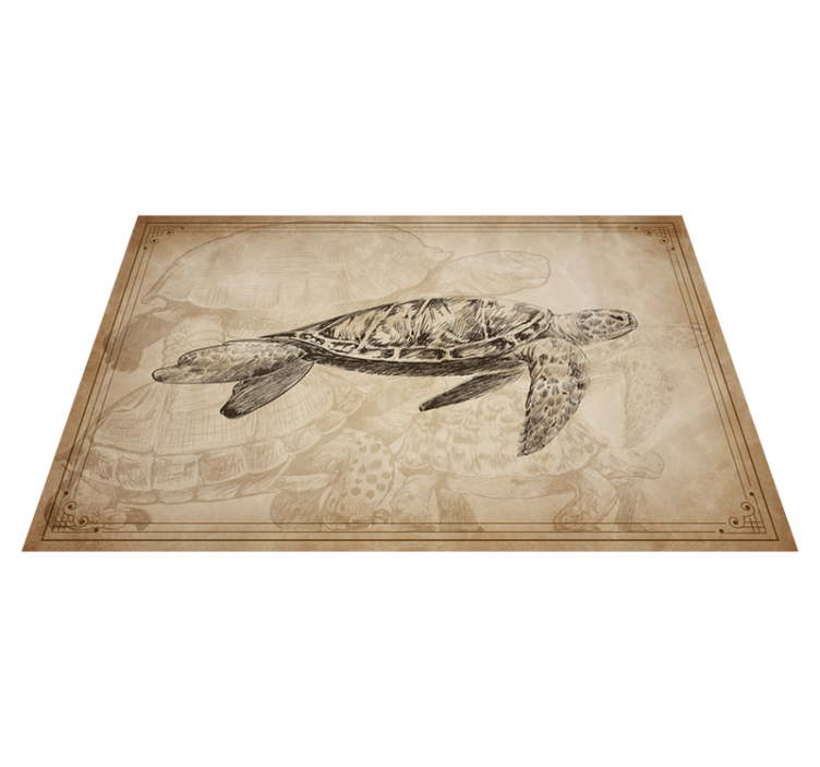 sets de table animaux tortue dessinés à la main sépia - TenStickers