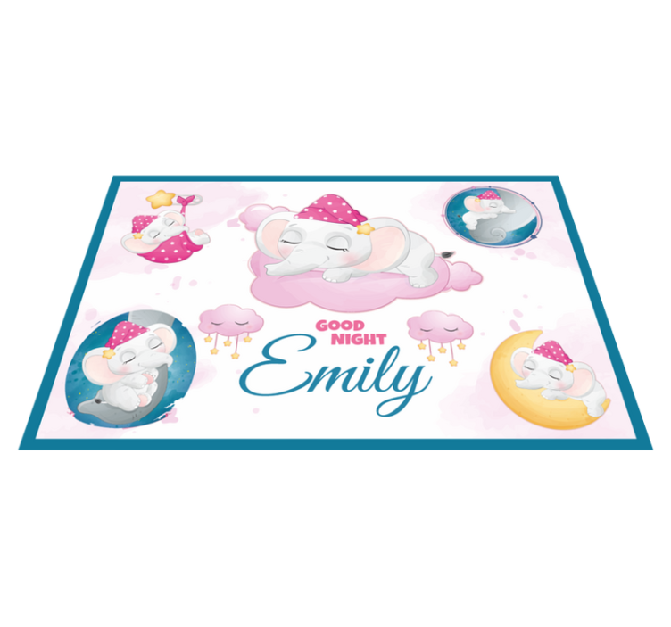 Set de table design enfant éléphant endormi avec nom - TenStickers