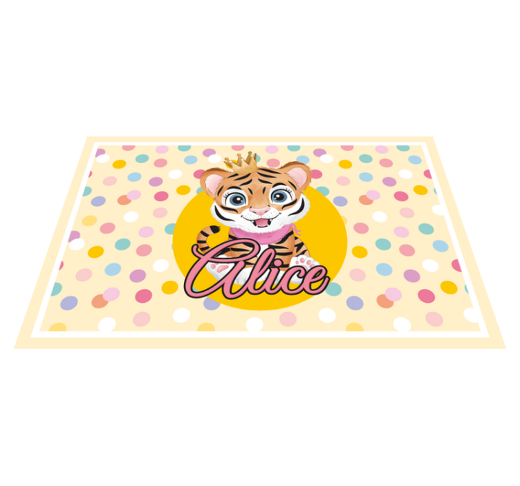Set de table design enfant Tigre mignon pour fille avec nom - TenStickers
