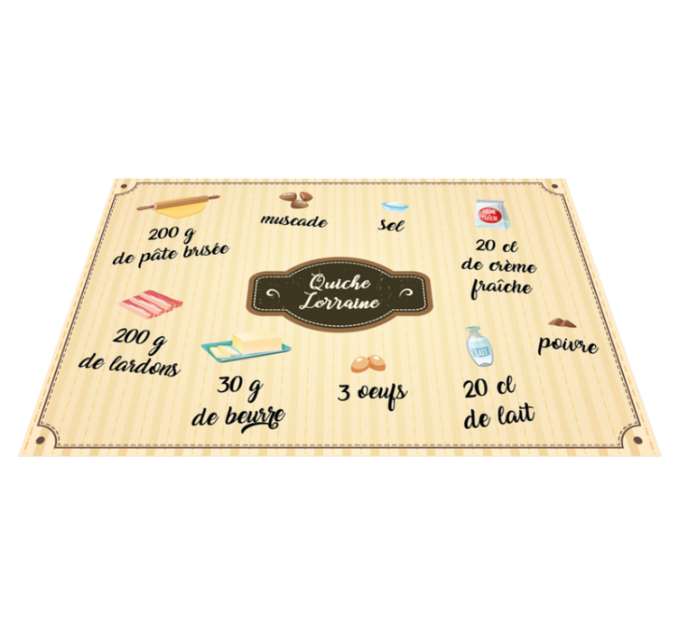 Set de table recette quiche lorraine - TenStickers