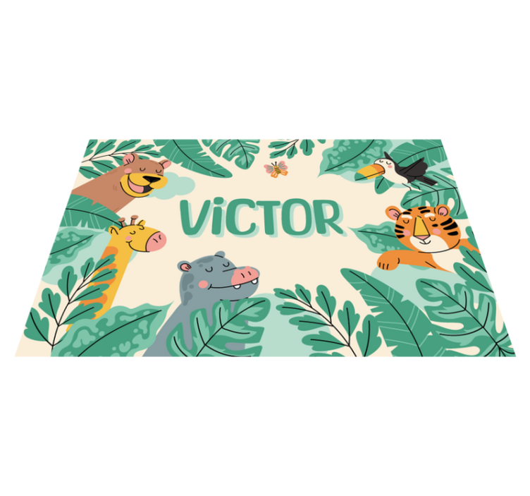 Set de table animaux de la jungle avec prénom - TenStickers