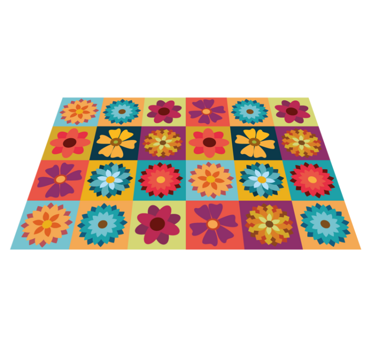 Set de table moderne carreaux de fleurs colorées - TenStickers