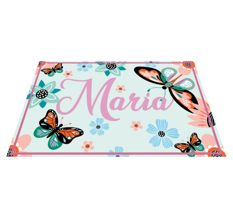 Set de table rectangulaire fleurs et papillons avec nom - TenStickers