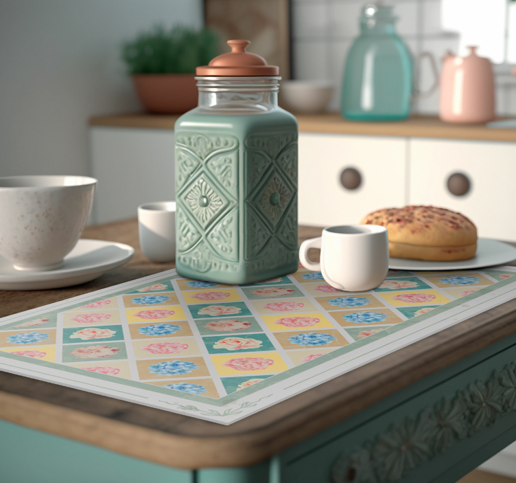 Set de table losanges avec des fleurs - TenStickers