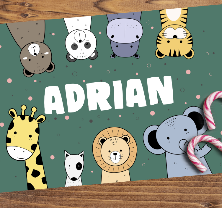 Set de table prénom animaux de dessins animés - TenStickers