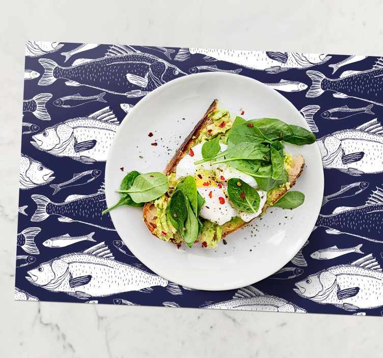 Set de table Poissons en noir et blanc - TenStickers