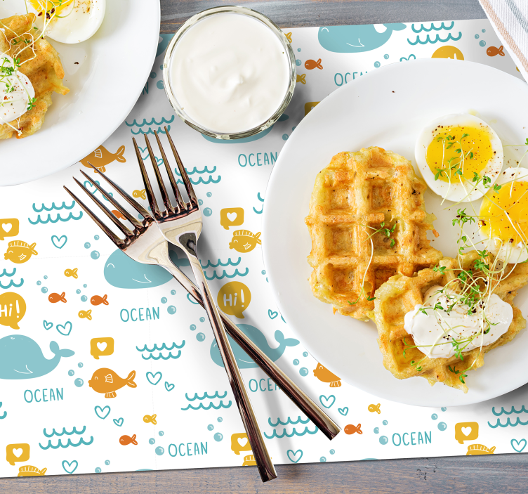 Set de table Poissons et baleines colorés - TenStickers