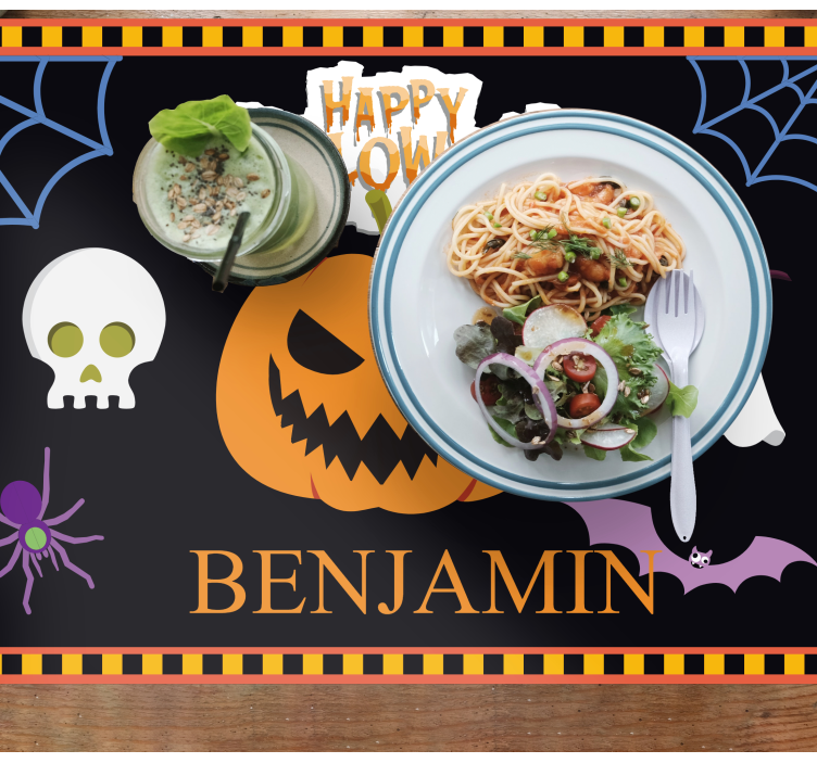 Set de table Halloween pour enfants avec prénom - TenStickers