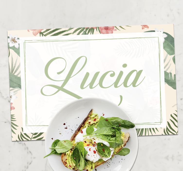 Set de table design nom Cadre fleuri - TenStickers