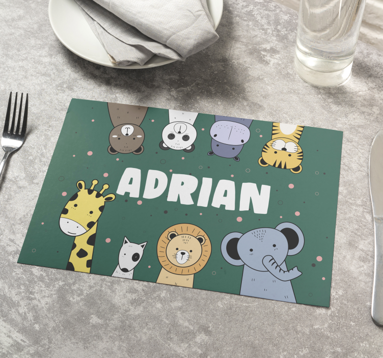 Set de table prénom animaux de dessins animés - TenStickers