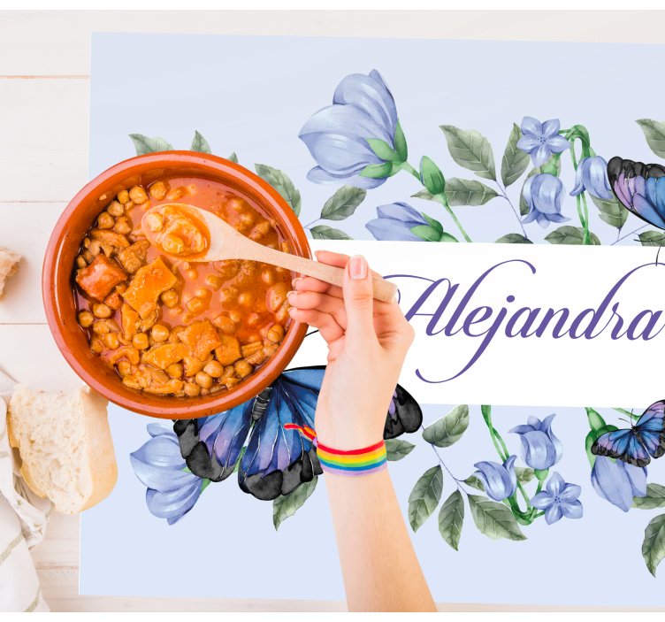 Set de table design nom Papillons d'aquarelle - TenStickers