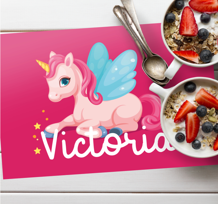 Set de table licorne rose heureuse et amusante - TenStickers