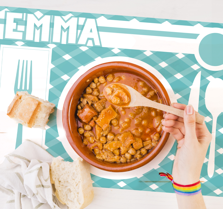 Set de table design nom Réglage de la plaque - TenStickers