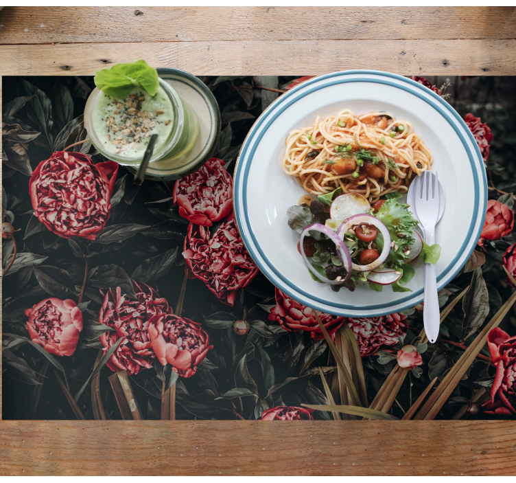 Set de table design bois affichage floral vibrant - TenStickers