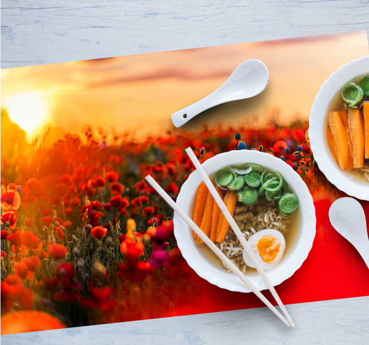 Set de table design bois champ de coquelicots - TenStickers