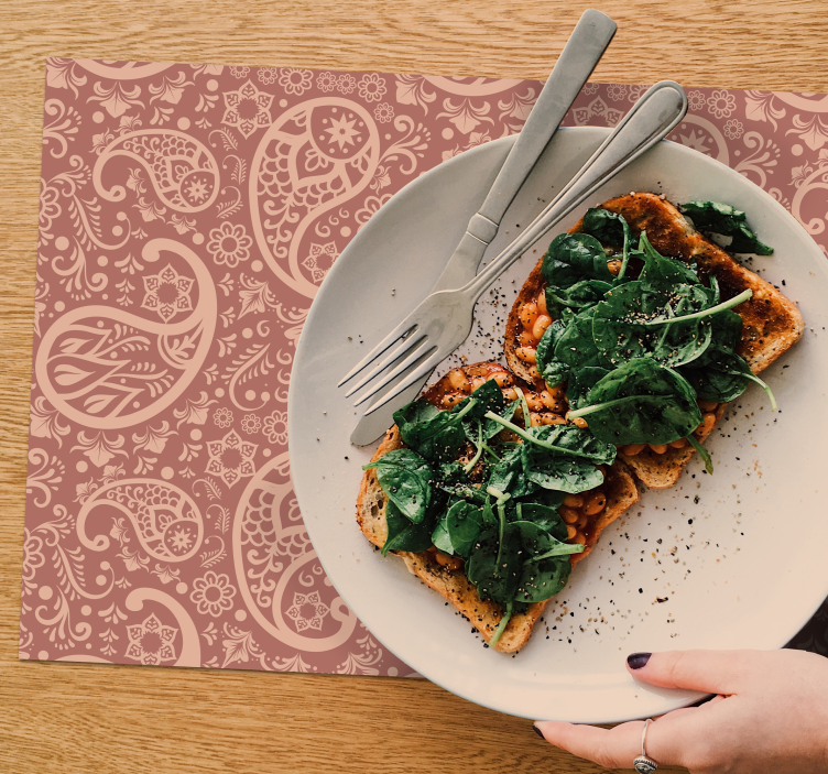 Set de table design bois élément floral élégant - TenStickers