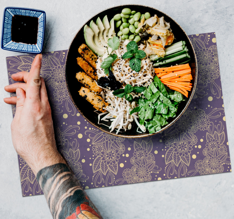 Set de table design bois illustration botanique - TenStickers