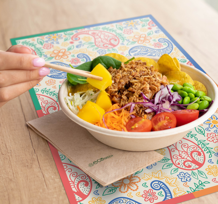 Set de table design bois imprimé paisley coloré - TenStickers