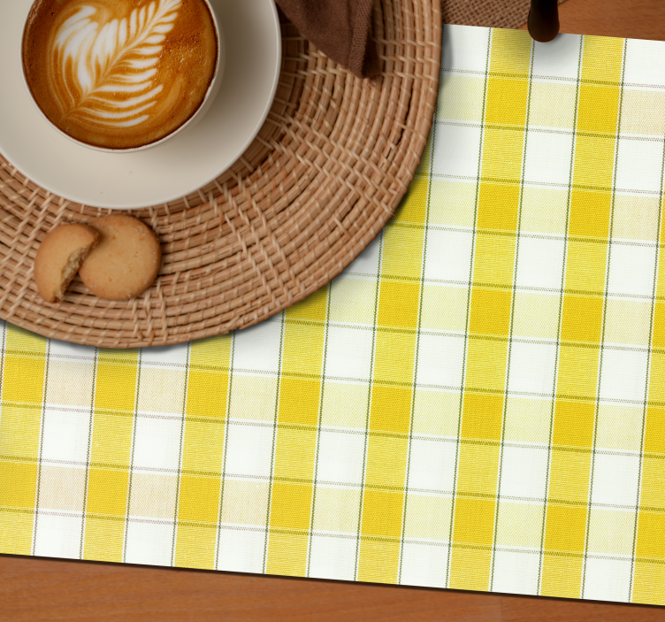 Set de table design bois motif à carreaux jaunes - TenStickers