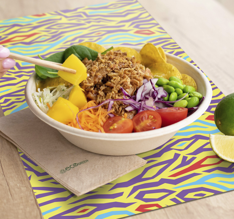 Set de table design bois motif abstrait coloré - TenStickers