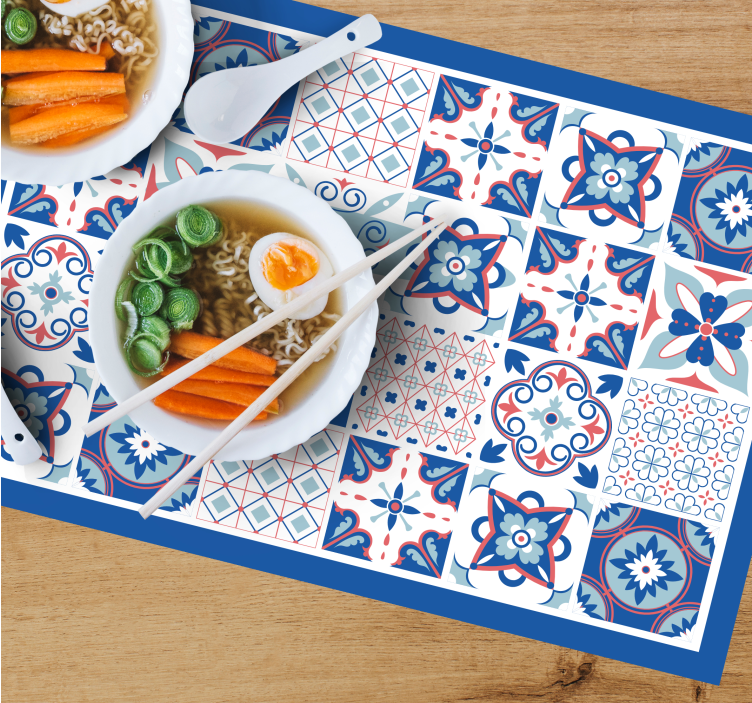 Set de table design bois motif carrelage complexe - TenStickers