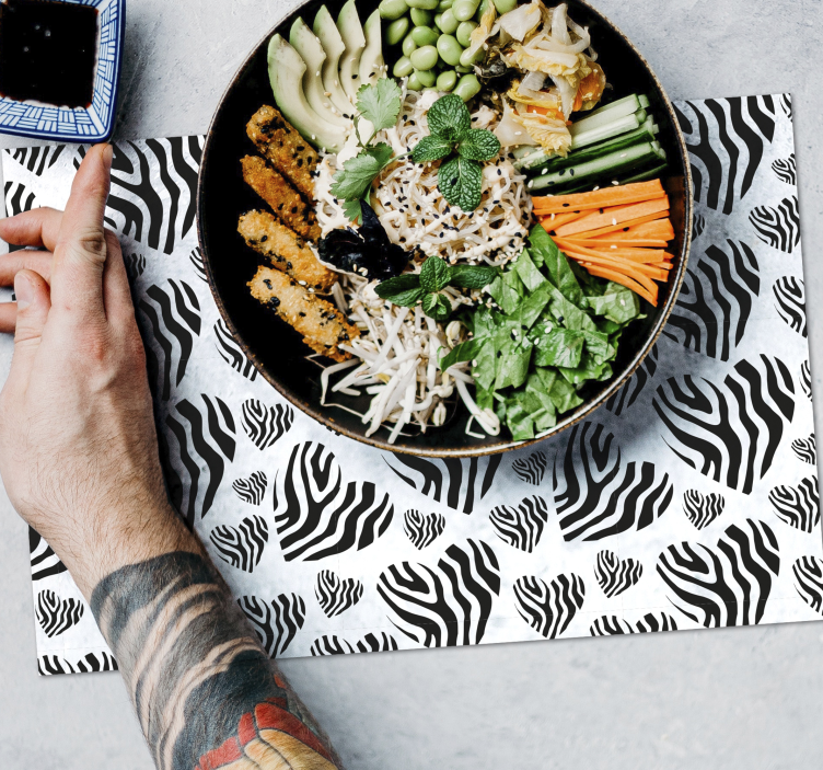Set de table design bois motif cœur zèbre - TenStickers