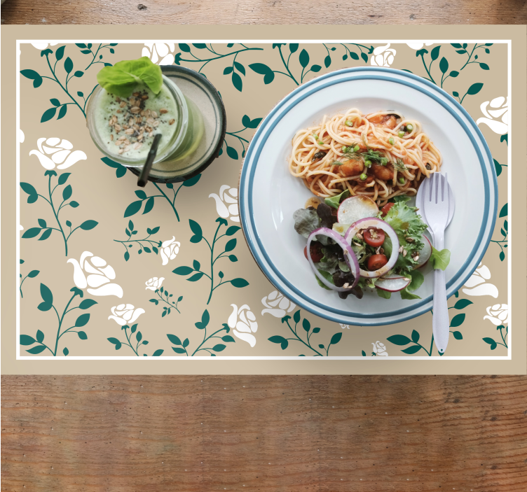 Set de table design bois motif feuillage floral - TenStickers