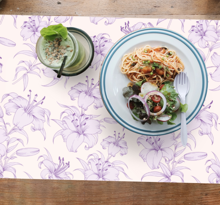 Set de table design bois motif floral lys - TenStickers