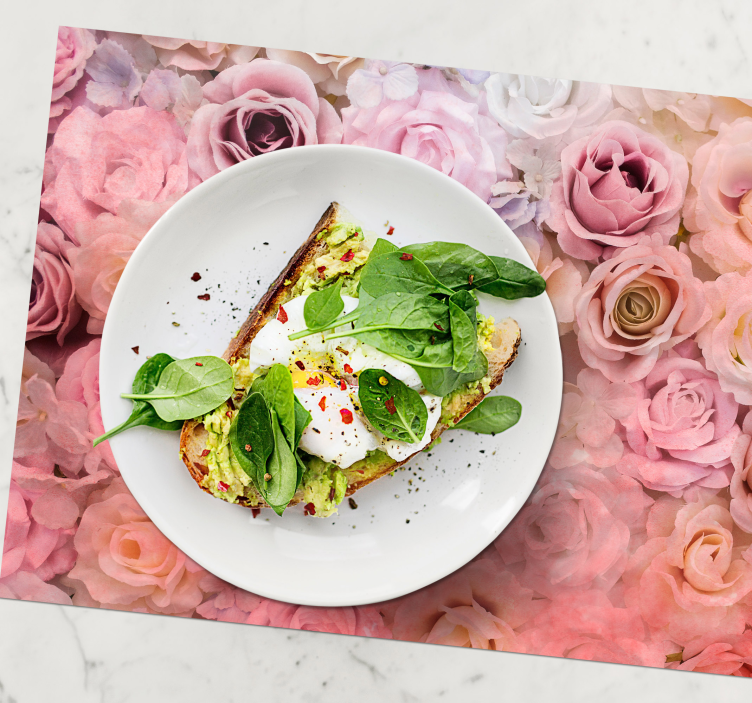 Set de table design bois motif floral rose - TenStickers