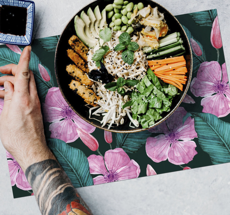Set de table design bois motif floral tropical - TenStickers