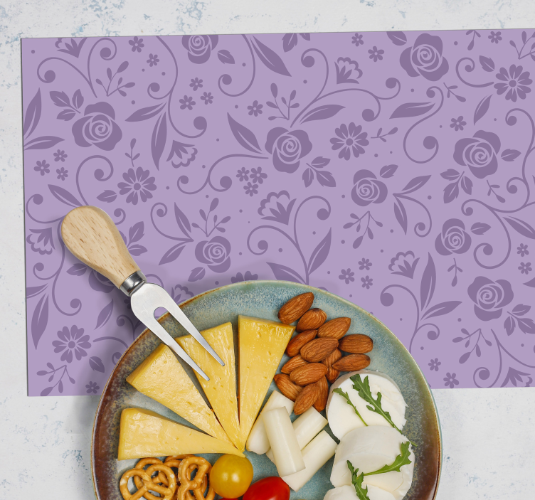 Set de table design bois motif floral violet - TenStickers