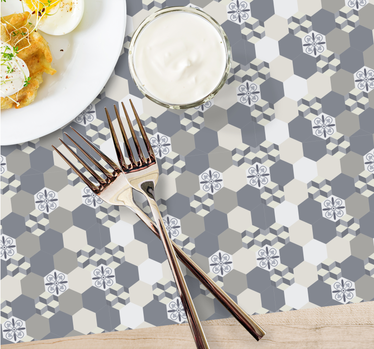 Set de table design bois motif hexagonal géométrique - TenStickers