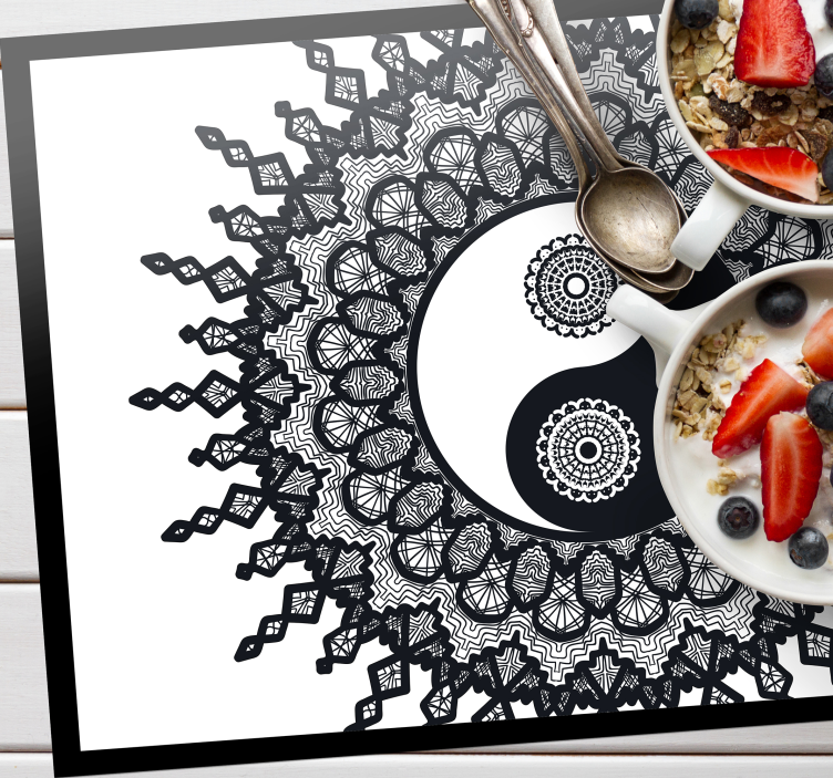 Set de table design bois motif mandala yin yang - TenStickers