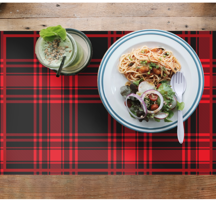 Set de table design bois motif tartan - TenStickers