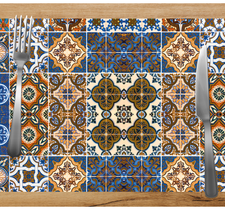 Set de table design bois motifs carrelage détaillés - TenStickers