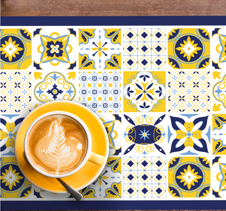 Set de table design bois motifs de carreaux colorés - TenStickers