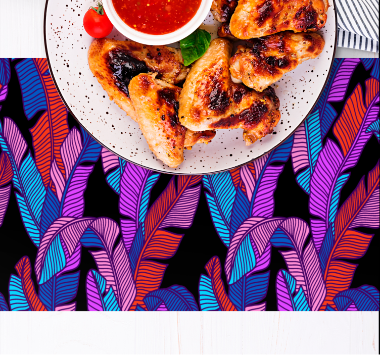 Set de table design bois motifs de feuilles colorées - TenStickers