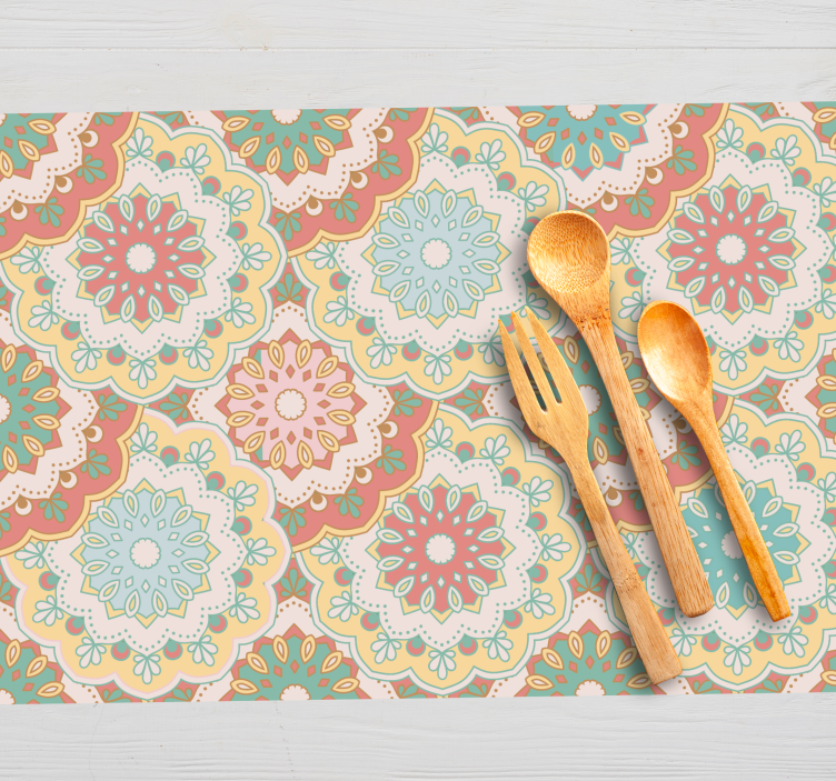 Set de table design bois motifs floraux colorés - TenStickers