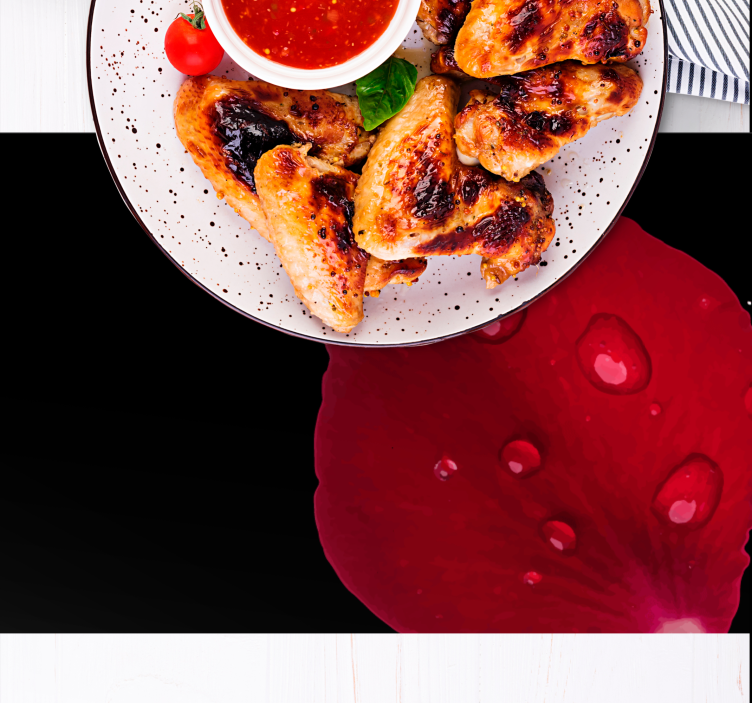 Set de table design bois surface pétales rouges - TenStickers