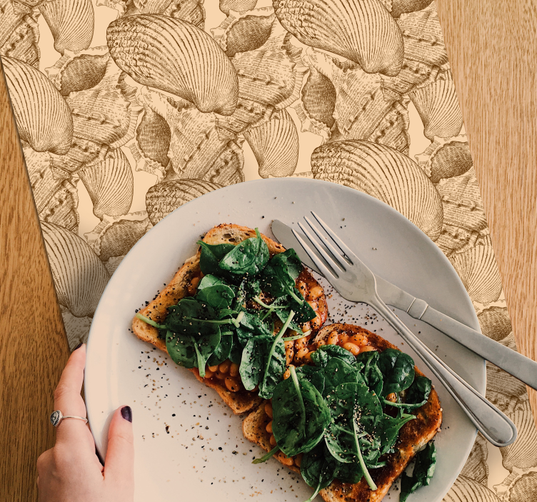 Set de table design bois texture coquillage - TenStickers