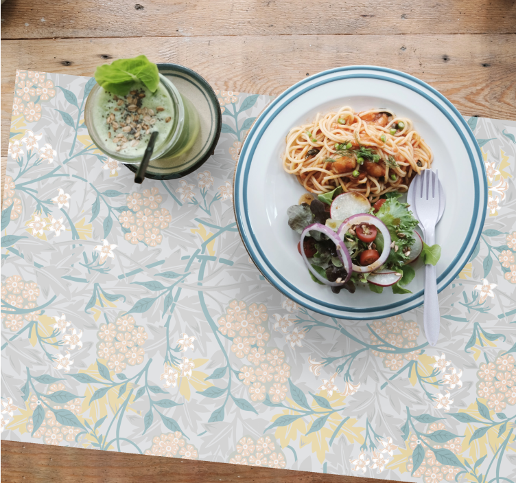 Set de table design bois texture florale inspirée - TenStickers