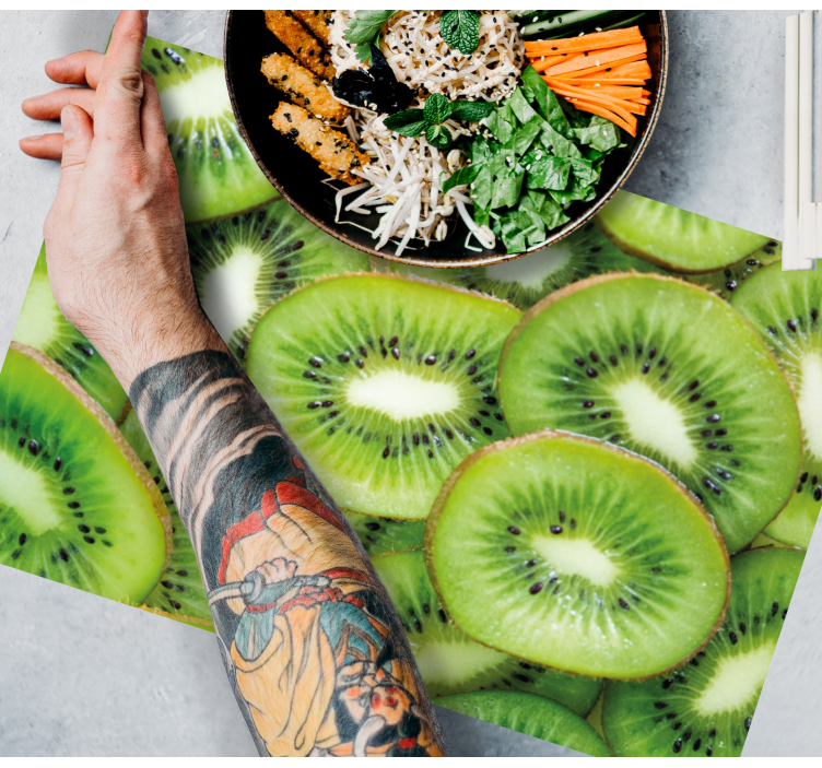 Set de table design bois tranches de kiwi fraîches - TenStickers