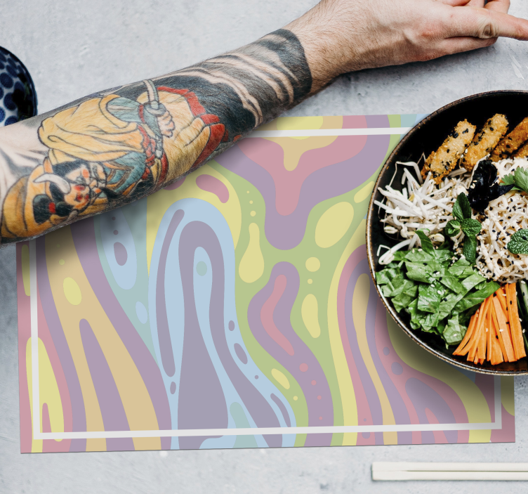 Set de table design bois vagues abstraites colorées - TenStickers