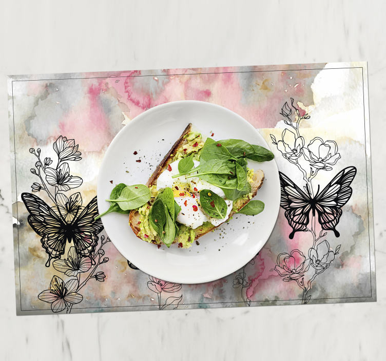Set de table design bois accents de papillons floraux - TenStickers